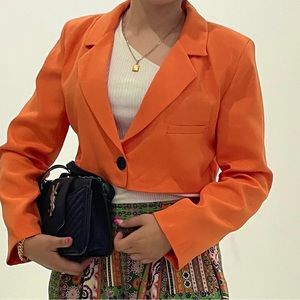 Crop blazer size M orange color